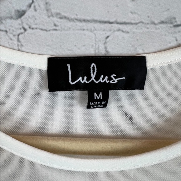 Lulu's White Sheer Sleeve Dress Size M - Picture 2 of 7